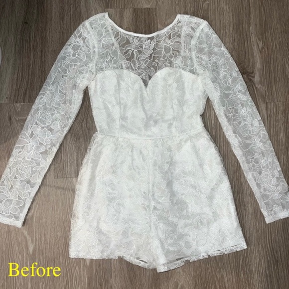 Lulu’s White Lace Romper Jumpsuit Shorts - Picture 3 of 5